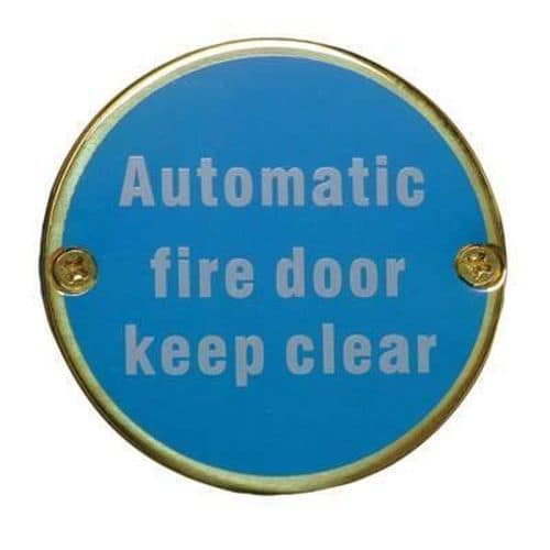 Automatic Fire Door Keep Clear - 75mm - Polished Brass