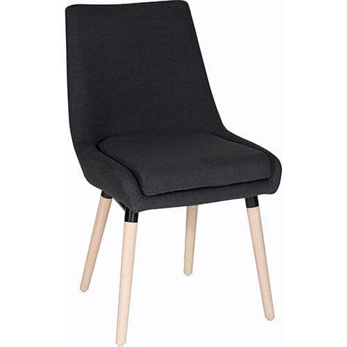Office Reception Chairs - Pack of 2 - Fabric With 4 Wood Legs