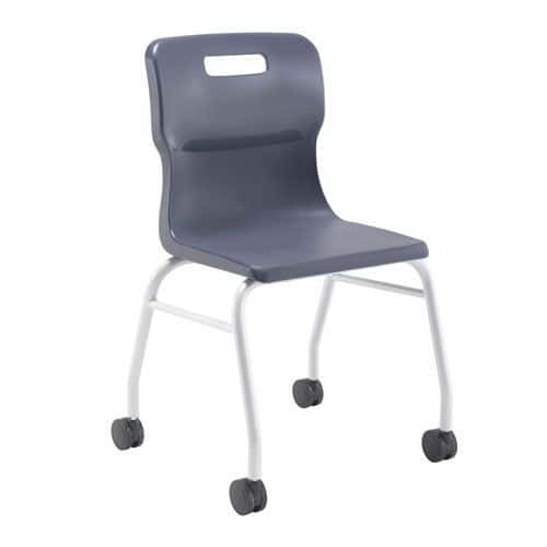 Plastic School Chair On Castors - Ages 14+ - Ergonomic Support - Titan