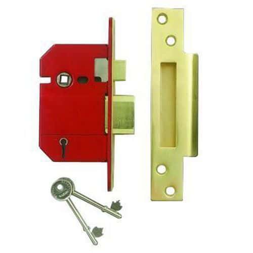 Union Strongbolt BS3621:2007 5 Lever Sashlock - 78mm Case - 57mm Backset - Brass