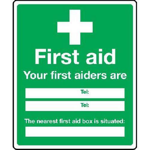 Your First Aiders Are/The Nearest First Aid Box Sign