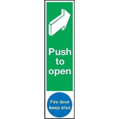 Push To Open - Fire Door Keep Shut - Push Plate Sign