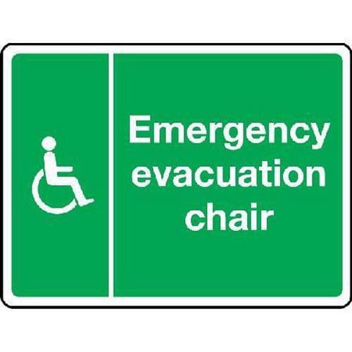 Emergency evacuation chair Sign