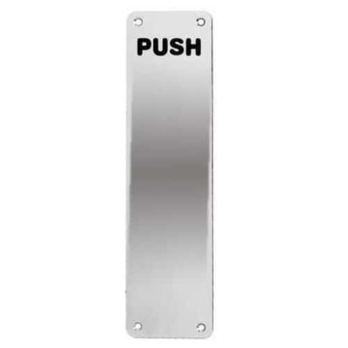 Altro Push Finger Plate - 375 x 75 x 1.5mm - Polished Stainless Steel