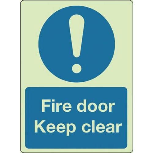 Fire Door Keep Clear - Photoluminesent Sign