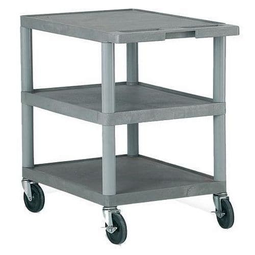 Plastic Shelf Trolleys - 150kg Capacity - 3 Flat Shelves - Storage