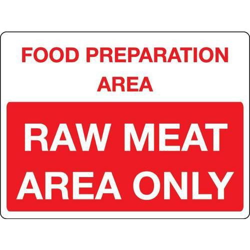 Food Preparation Area Raw Meat - Sign