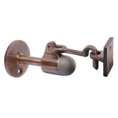 Horizontal Door Stop & Holder - 91mm - Antique Brass