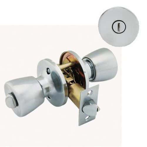 Touchpoint Hotel Door Knobset - Bathroom - Satin Chrome