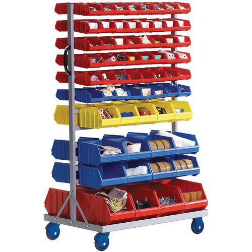 Steel trolley with storage trays - Length 880 mm - Capacity 150 kg