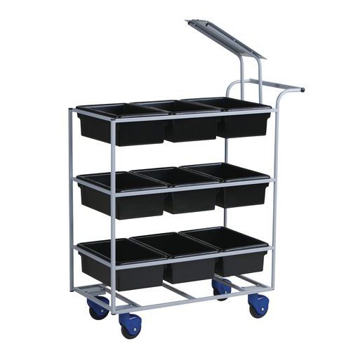 Steel trolley for collecting orders and mail - Length 800 mm