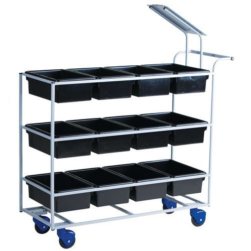 Steel trolley for collecting orders and post - Length 1190 mm - Capacity 150 kg