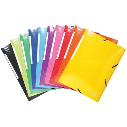 Elasticated 3-flap pressboard folder, glossy card - A4 - Assorted colours - Set of 25