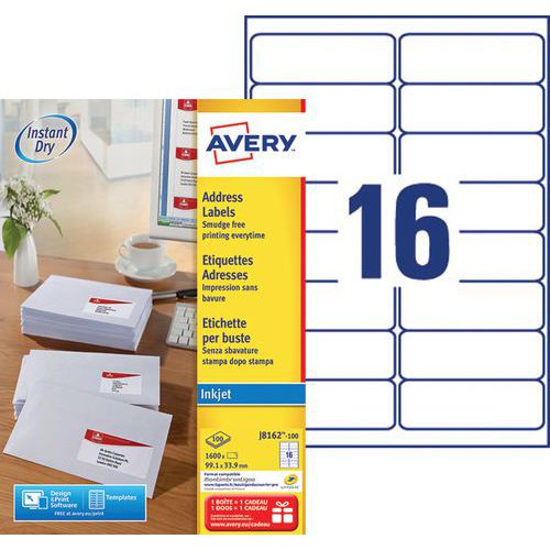 Avery white address label - Ink jet printing