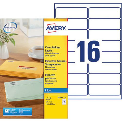 Avery clear address label - Ink jet printing