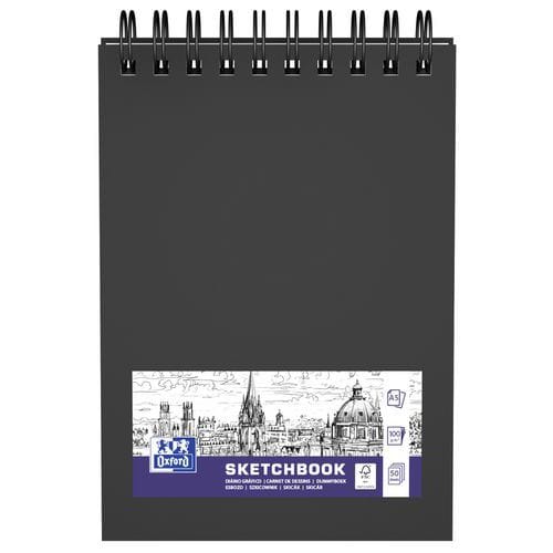 Oxford Art wire-bound sketchbook, 100 p, 100 g, black