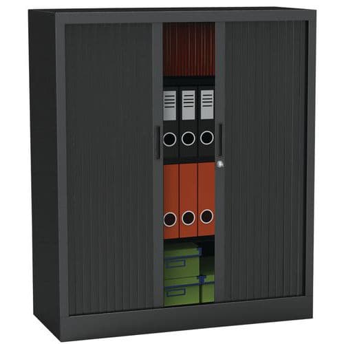 Premium uni-coloured tambour door cupboard - Height 105 cm