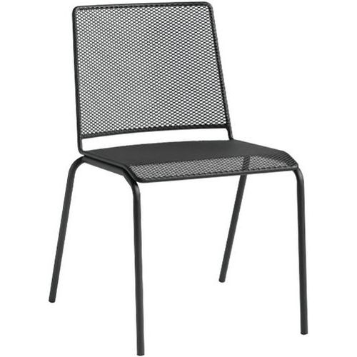 Indoor/Outdoor Stacking Chairs - Black Steel Mesh - Verco