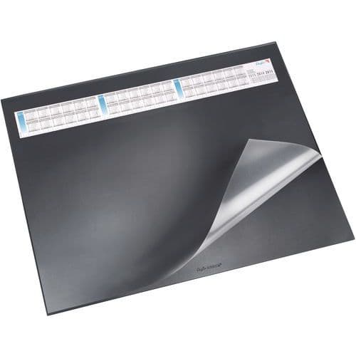Black desk blotter with transparent flap 40 x 53 cm