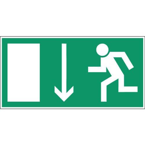 Emergency evacuation sign - Nooduitgang linksbeneden (emergency exit down and to the left in Dutch) - Rigid