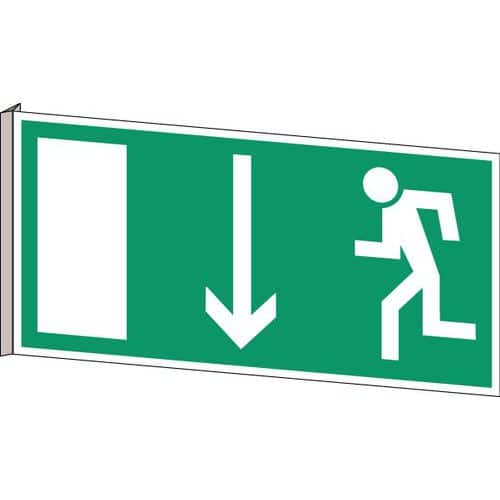 Emergency evacuation sign - Nooduitgang linksbeneden (emergency exit down and to the left in Dutch) Adhesive