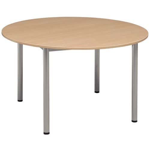 Round Office/Reception Table - Beech Melamine Surface - Metal Legs