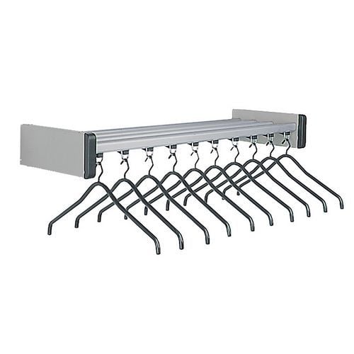 Wall mounted coat rack with 10 hangers