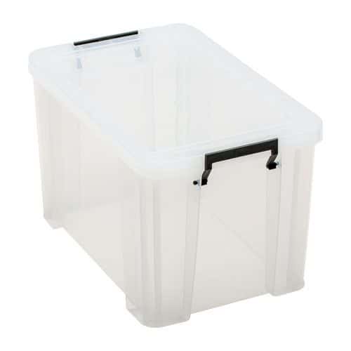 26 Litre Clear Plastic Storage Boxes - Clip Lock Lids - Manutan Expert