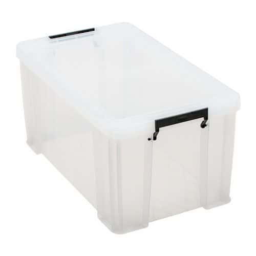 54 Litre Clear Plastic Storage Boxes - Clip Lock Lids - Manutan Expert