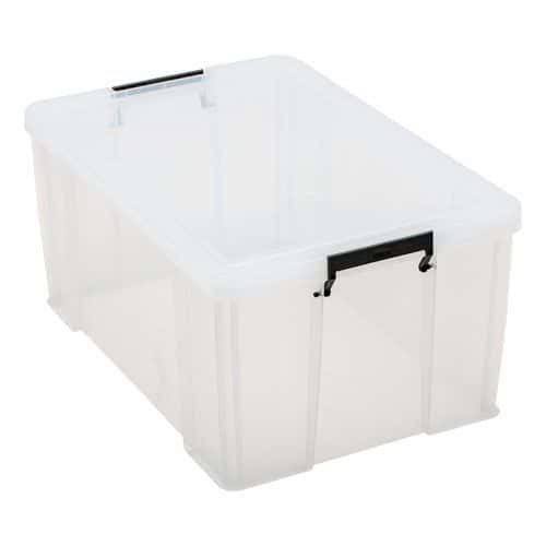 70 Litre Clear Plastic Storage Boxes - Clip Lock Lids - Manutan Expert