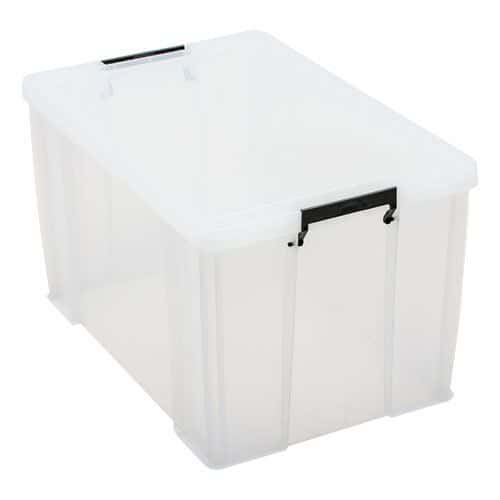 85 Litre Clear Plastic Storage Boxes - Clip Lock Lids - Manutan Expert