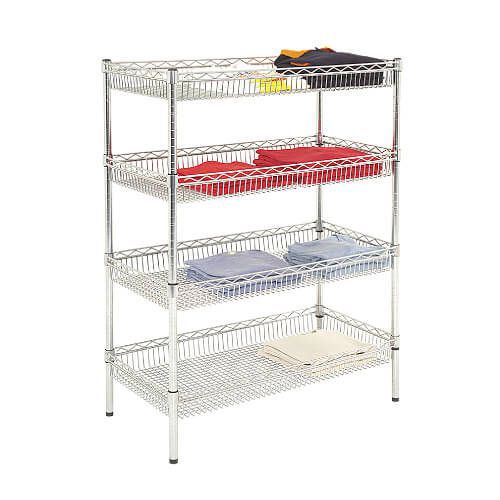 Chrome Wire Basket Shelving - 455d with 4 Shelves