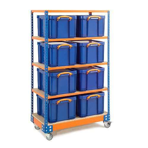 Mobile Really Useful Shelving Bay - 1700h with 4 Shelves