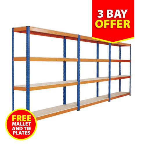 3 Bay Rapid 1 Heavy Duty Shelving with 4 Chipboard Shelves - 1830h 1830w - Offer