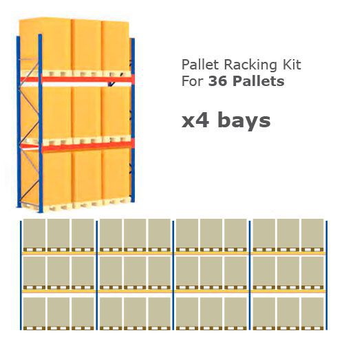 Pallet Racking Kit - Holds 36 Pallets - Sized (H) 1500 x (W) 800 x (D) 1200