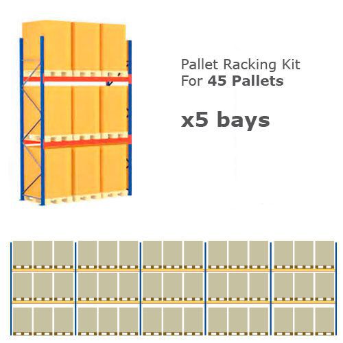 Pallet Racking Kit - Holds 45 Pallets - Sized (H) 1500 x (W) 800 x (D) 1200