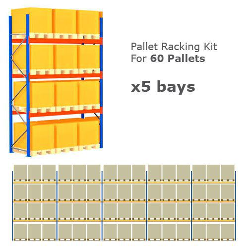 Pallet Racking Kit - Holds 60 Pallets - Sized (H) 1500 x (W) 800 x (D) 1200