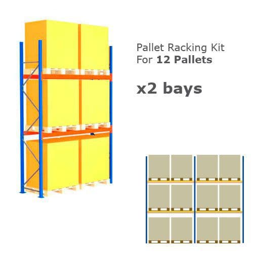 Pallet Racking Kit - Holds 12 Pallets - Sized (H)1500 x (w)1200 x (D)1000