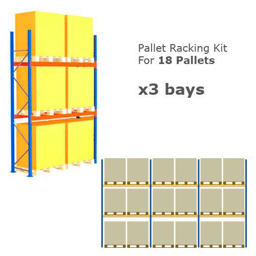 Pallet Racking Kit - Holds 18 Pallets - Sized (H) 1500 x (W) 1200 x (D) 1000