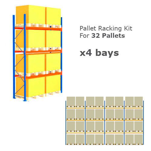 Pallet Racking Kit - Holds 32 Pallets - Sized (H) 1000 x (W) 1200 x (D) 1000