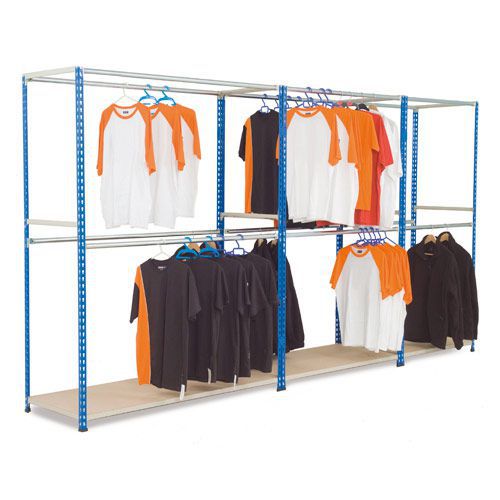 Rapid 2 Double Rod Garment Shelving with Heavy Duty Rail