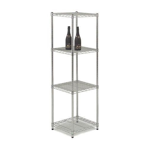 Chrome Wire Square Shelving Bay - 4 Shelves