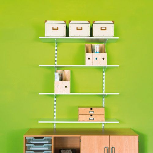 Wall Mounted Twin Slot Shelving with 4 Shelves