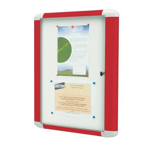 Colourful indoor enclosed bulletin board - Aluminium board - Safety glass door