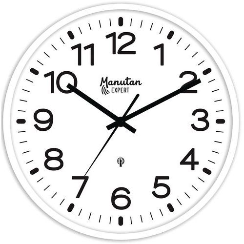 Radio-controlled analogue wall clock, dia. 30 cm - Manutan