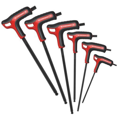 Set of 6 P-shape handle hex keys - Facom