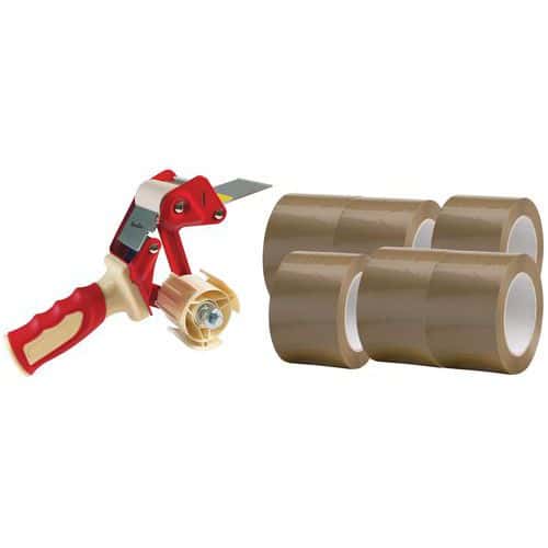 36 rolls of adhesive PVC tape + 1 ergonomic dispenser - Manutan Expert