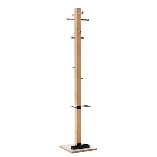 EasyCloth solid wood coat rack with eight straight hooks