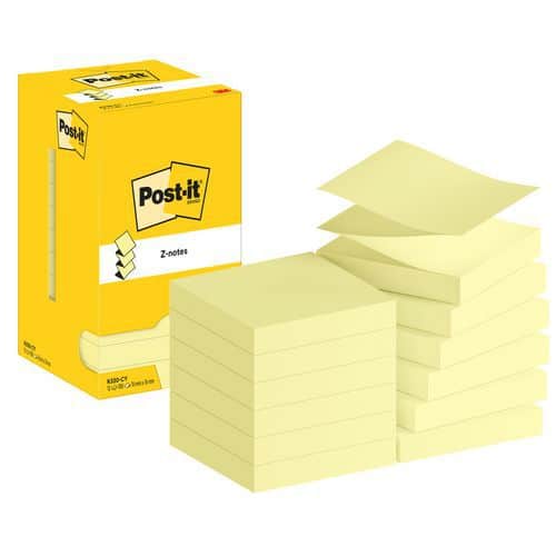 Post-it® Z-Notes 76 x 76 mm, 12 yellow pads