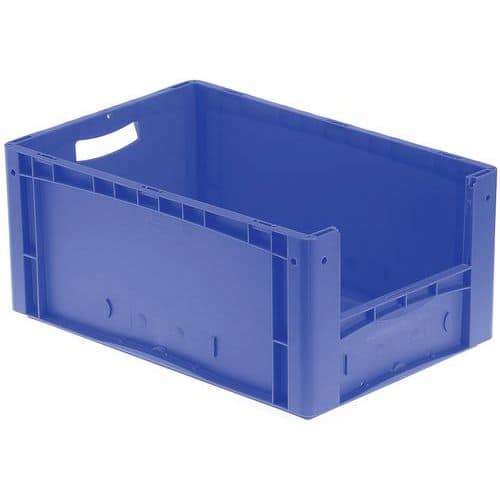 European standard stackable container - Solid base and walls with 1/2 opening - Length 600 mm - 44 to 85 l